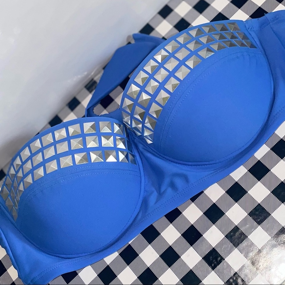Periwinkle studded Strapless Bikini Swimsuit Top